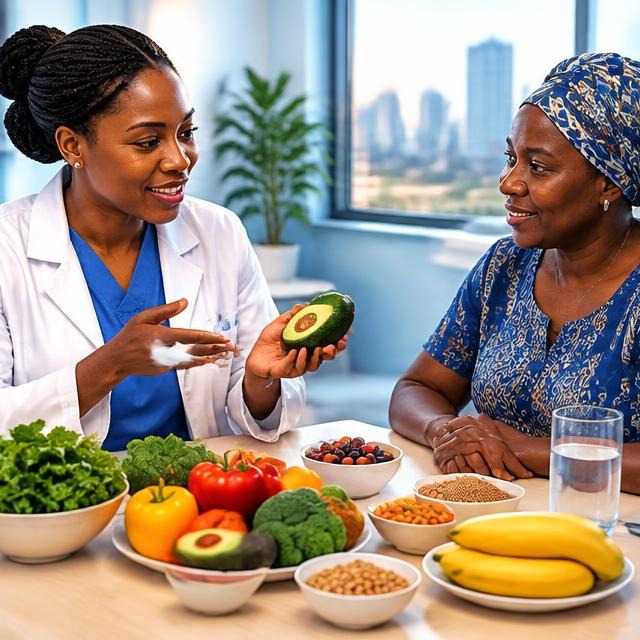 Patient receiving practical nutrition guidance