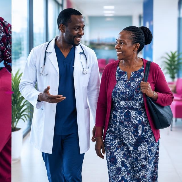 Clinician supporting a patient with ongoing hypertension care