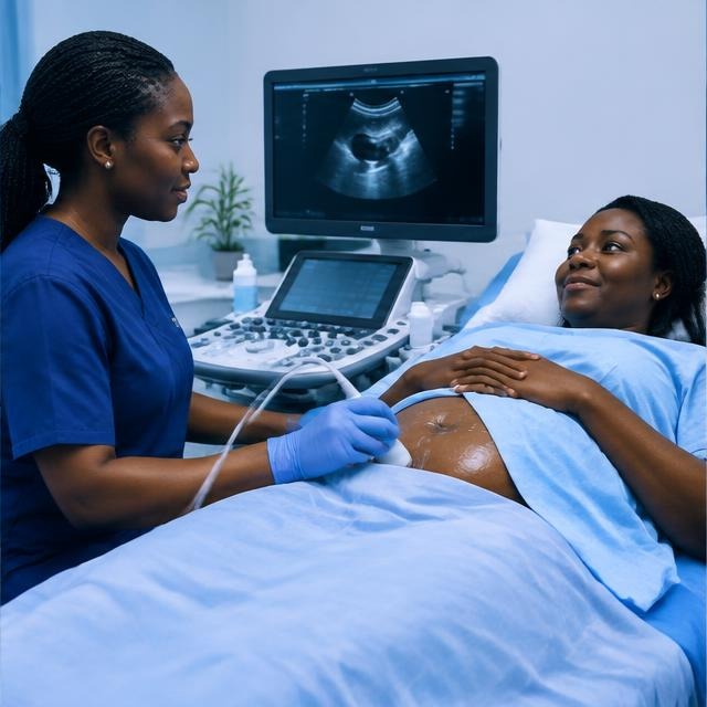 Patient receiving a respectful ultrasound examination